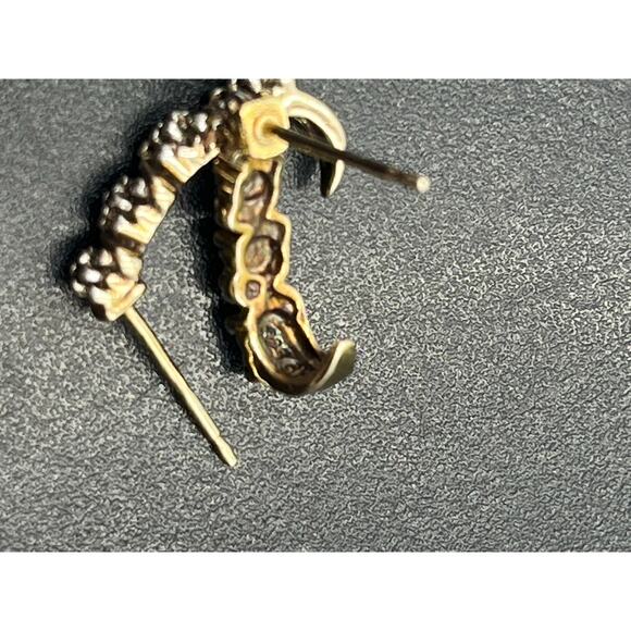 Ross Simon Sterling Silver Two Tone Illusion Diamond Half J Hoop Earrings - Picture 8 of 10